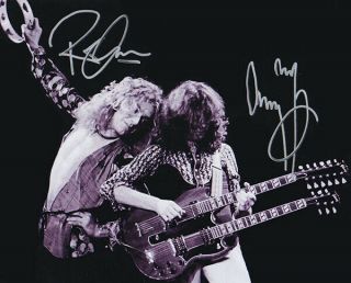 Jimmy Page - Robert Plant - Led Zeppelin - Dual Silver Autographed 8 X 10 W/coa
