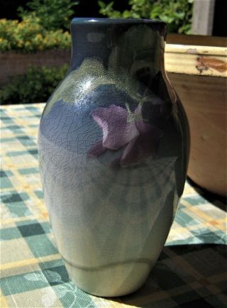 Antique Rookwood Cincinnati Art Pottery Ed Diers 1902 Iris Glaze Vase Flowers 4