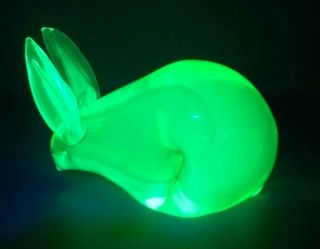 Rare Salviati Murano Uranium Vaseline Glass Large Rabbit Stunning