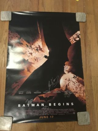 Christian Bale And Cast Signed Batman Begins 27x40 Movie Poster