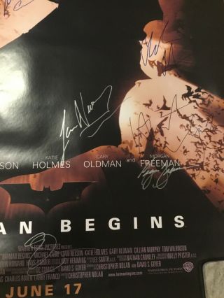 CHRISTIAN BALE And Cast SIGNED BATMAN BEGINS 27x40 MOVIE POSTER 2