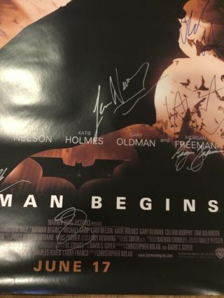 CHRISTIAN BALE And Cast SIGNED BATMAN BEGINS 27x40 MOVIE POSTER 3