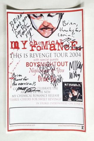 My Chemical Romance Real Hand Signed 2004 Sweet Revenge Poster Gerard Way,  4