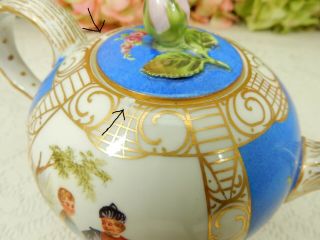 Antique Dresden Carl Thieme Porcelain Quatrefoil Single Serving Teapot 6