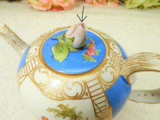 Antique Dresden Carl Thieme Porcelain Quatrefoil Single Serving Teapot 7