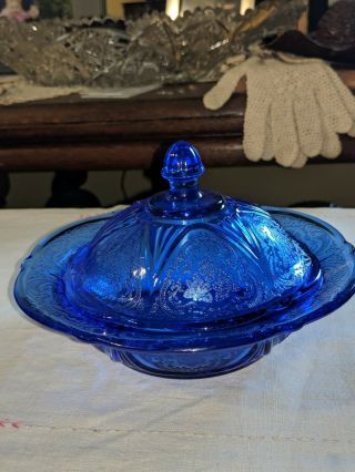 Royal Lace Cobalt Blue Butter Dish