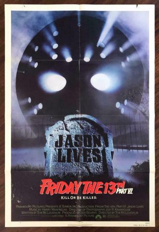 Friday The 13th Part Vi Jason Lives 1986 Horror Slasher Movie Poster