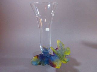 Signed Daum France Pate de Verre Art Glass Butterfly Papillon SOLIFLOR VASE 3