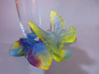Signed Daum France Pate de Verre Art Glass Butterfly Papillon SOLIFLOR VASE 4