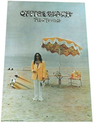 Neil Young On The Beach 1974 Promo Poster For Album Reprise Records