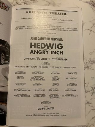 Hedwig And The Angry Inch Signed Broadway Playbill John Cameron Mitchell 2