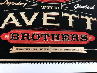 Avett Brothers Poster Print 10/19/2012 Charlottesville,  VA 3
