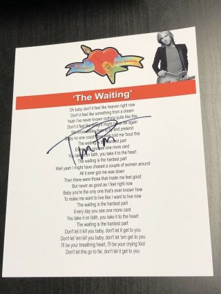 Tom Petty & The Heartbreakers Hand Signed Autograph The Waiting Lyrics Sheet
