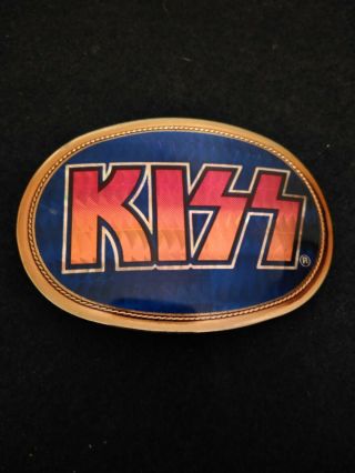 Vintage 1977 Pacifica Kiss Belt Buckle Aucoin Blue Red And Orange Rare