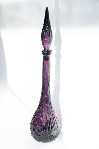 Rare Vintage Empoli Purple Amethyst Genie Bottle Wax Drip Mcm Mid Century Modern