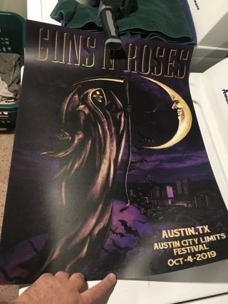 Guns N Roses Austin City Limits 10/4 Poster Lithograph Gnr