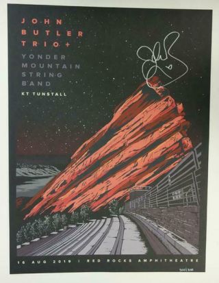 John Butler Ymsb Red Rocks 2019 Concert Poster Autograph Silkscreen