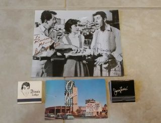 Jerry Lewis & Dean Martin Group Including Photo Matches & Postcard Dino 