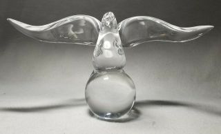 Signed Steuben Crystal Eagle On Baĺl Sculpture/figurine James Houston 8130