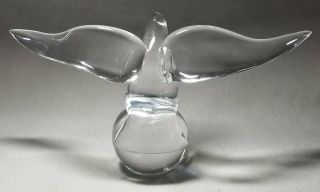Signed Steuben Crystal Eagle on Baĺl Sculpture/Figurine James Houston 8130 4