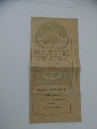 1920 Majestic Theatre Vaudeville Program Singer 