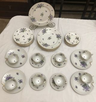 Rossetti Japan Vintage " Spring Violets " 40 Piece Hand Painted China Set