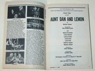 Rare 1985 AUNT DAN and LEMON Off - Broadway SHOWBILL Playbill Linda Hunt 3