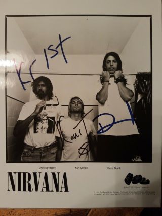 Kurt Cobain Krist Novoselic Dave Grohl Nirvana Signed Promo Photo
