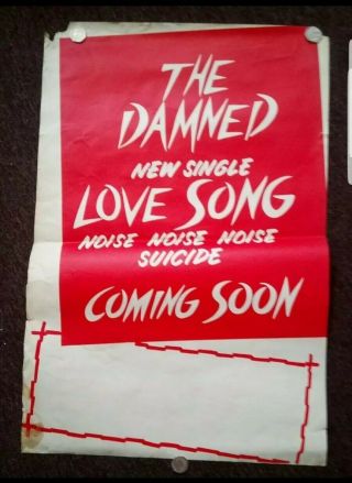 Rare L@@k The Damned Love Song Promo Poster 1979 Punk Rock
