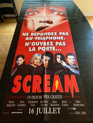 Scream French Door Movie Poster Rare Big Neve Campbell Signed Autograph