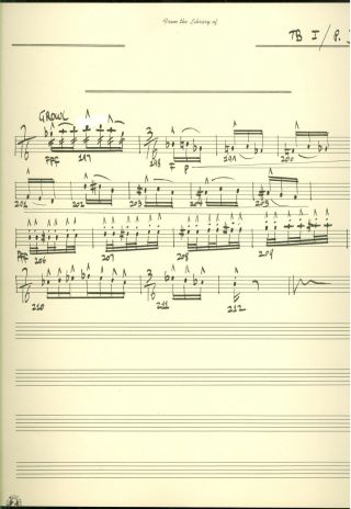 Frank Zappa 1970s Handwritten Manuscript Score Sheet Music Authentic