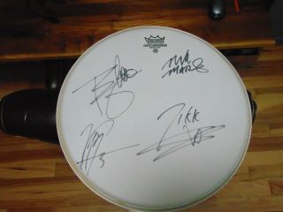 Motley Crue 15” Remo Drum Head Autographed Vince Neil Nikki Sixx Mars Tommy Lee