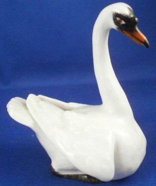 Meissen Porcelain Small Swan Bird Figure Figurine Porzellan Schwan Figur German