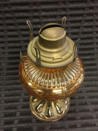 Vintage 1900’s Imperial Zipper Loop Marigold Carnival Glass Oil Lamp 2