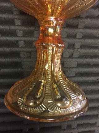 Vintage 1900’s Imperial Zipper Loop Marigold Carnival Glass Oil Lamp 6