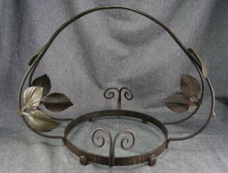 DAUM NANCY France SCHNEIDER Art Glass Bowl with Wrought Iron Holder 5