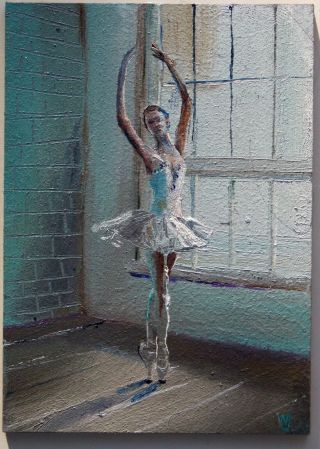 Aceo - William Jamison Miniature Oil Painting Ballerina Dance Portrait