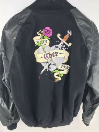 1990 Cher Concert Jacket Xl Heart Of Stone Tour Varsity Coat Lp Designs Blk Usa