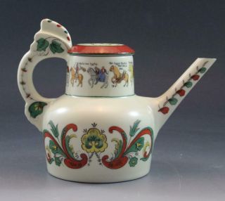 Rare Porsgrund Porcelain Nordic Wedding Processional Pattern Teapot