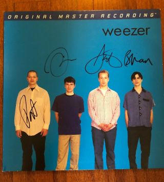 Weezer Signed Autograph " Weezer S/t (blue) " Album Vinyl Record Members