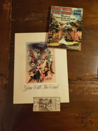Gone With The Wind 1939 Movie Ticket,  Premiere Program Booklet And 1991 Cookbook
