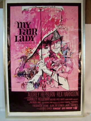 Vintage 1964 MY FAIR LADY Movie Poster Continental Litho 41x27 Hepburn 2