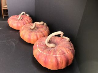 Patricia Garrett 3 Large Pumkin Bowls Great Impressions Handmade Pottery Ca Art