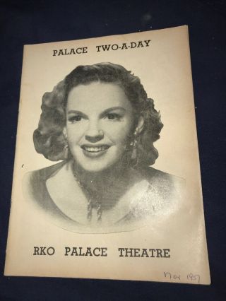 November 1957 Play Bill Palace Two A Day Rko Palace Theater Judy Garland J3