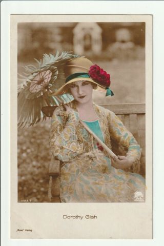 Dorothy Gish 1930s Tinted Ross Verlag Photo Postcard