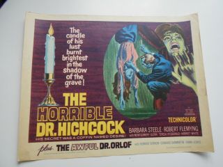Horrible Dr Hichcock 22 X 28 Horror Movie Poster Barbara Steele Ricardo Freda