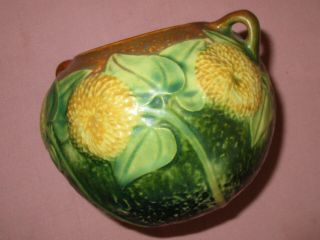 Roseville Pottery Arts & Crafts Sunflower Handled Vase 213 - 4 1930 4 1/4 