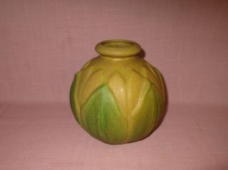 Roseville Pottery American Arts & Crafts Matte Green Velmoss Leaf Vase 125 - 6 "
