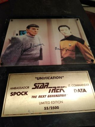 Star Trek " Unification " 55/2500.  Signed By Leonard Nimoy And.