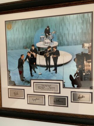 30th Anniversary Beatles Ed Sullivan Tv Show Poster.  With Plated Autographs